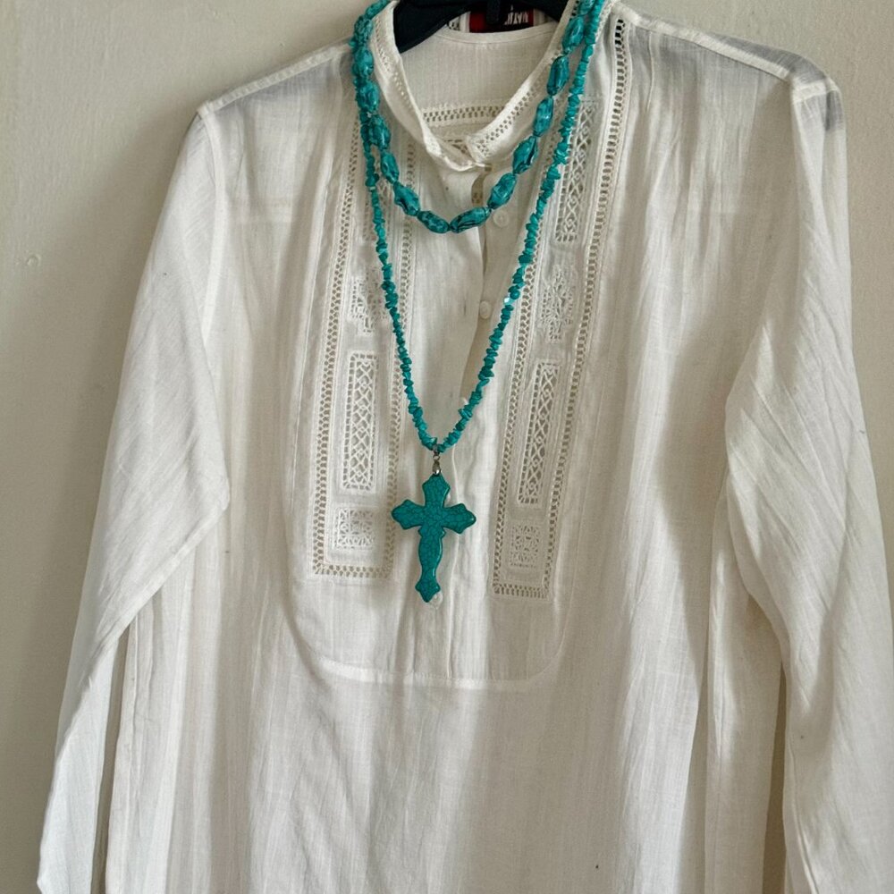 two necklaces and earrings: Turquoise Chips  & Faux Turquoise - Picture 2 of 12
